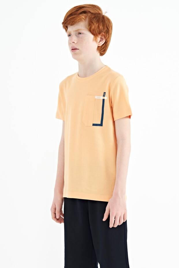 Kavun içi Cep Detaylı O Yaka Standart Kalıp Erkek Çocuk T-Shirt - 11120 - 4