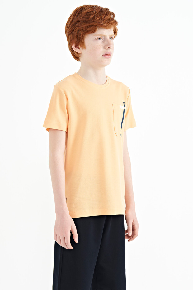Kavun içi Cep Detaylı O Yaka Standart Kalıp Erkek Çocuk T-Shirt - 11120 - 6