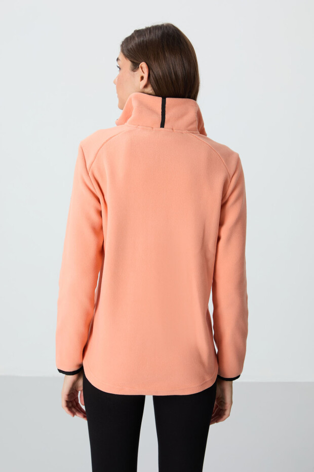 Kavun İçi Dik Yaka Fermuarlı Rahat Form Kadın Polar Sweatshirt - 97173 - 7