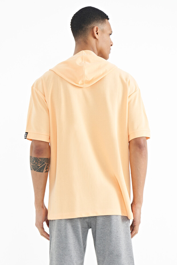 Kavun Içi Kapüşonlu Kol Etiket Detaylı Oversize Erkek T-shirt - 88179 - 6