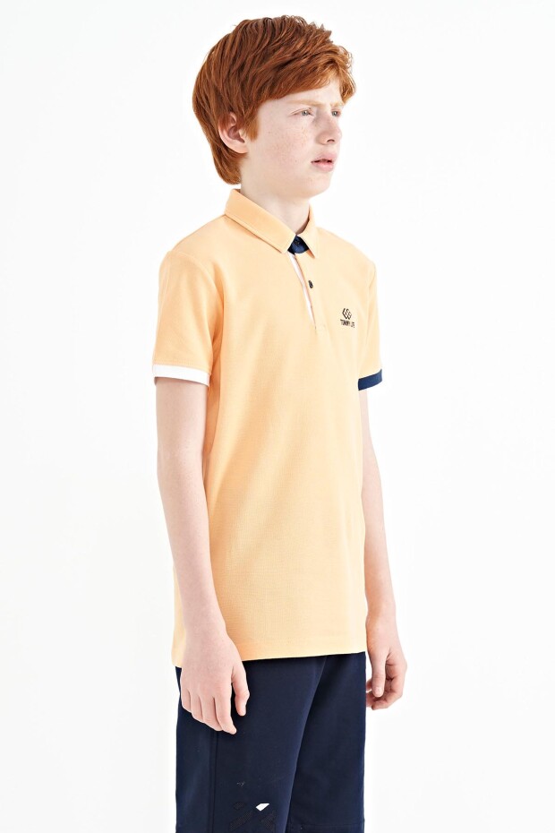 Kavun Içi Logo Nakışlı Standart Kalıp Polo Yaka Erkek Çocuk T-Shirt - 11083