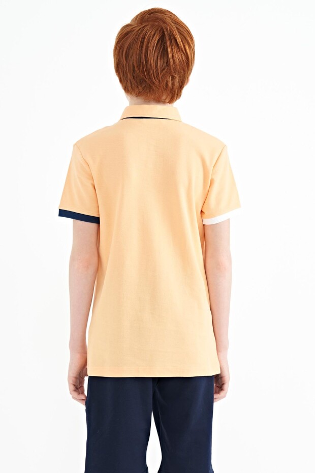 Kavun Içi Logo Nakışlı Standart Kalıp Polo Yaka Erkek Çocuk T-Shirt - 11083