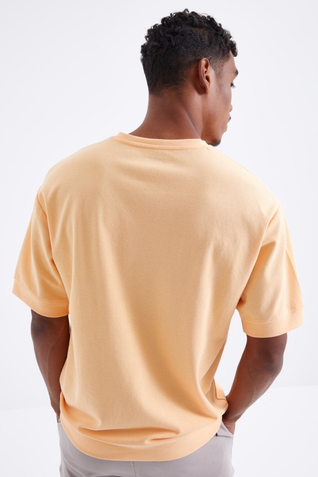 Kavun Içi Minimal Yazı Nakışlı O Yaka Erkek Oversize T-Shirt - 88106