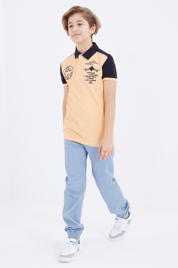 Kavun Içi Nakış Detaylı Kısa Kollu Polo Yaka Erkek Çocuk T-Shirt - 10906