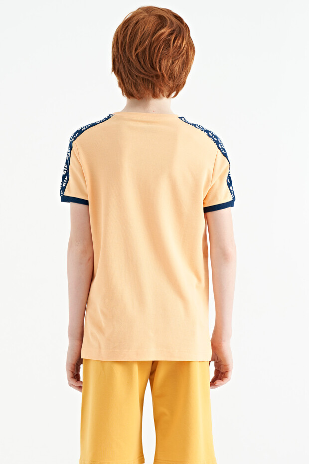 Kavun Içi Omuz Baskı Detaylı Standart Kalıp O Yaka Erkek Çocuk T-Shirt - 11121 - 7