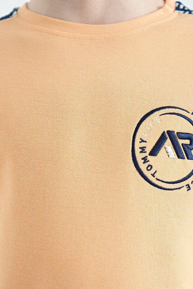 Kavun Içi Omuz Baskı Detaylı Standart Kalıp O Yaka Erkek Çocuk T-Shirt - 11121 - 3