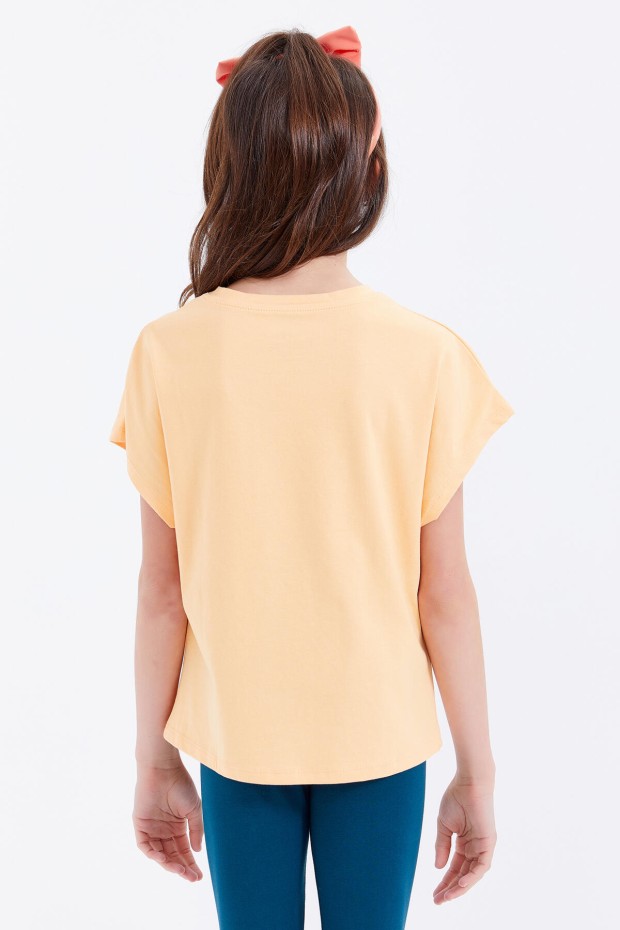 Kavun Içi Oversize Renkli Yazı Baskılı O Yaka Kız Çocuk T-Shirt - 75029