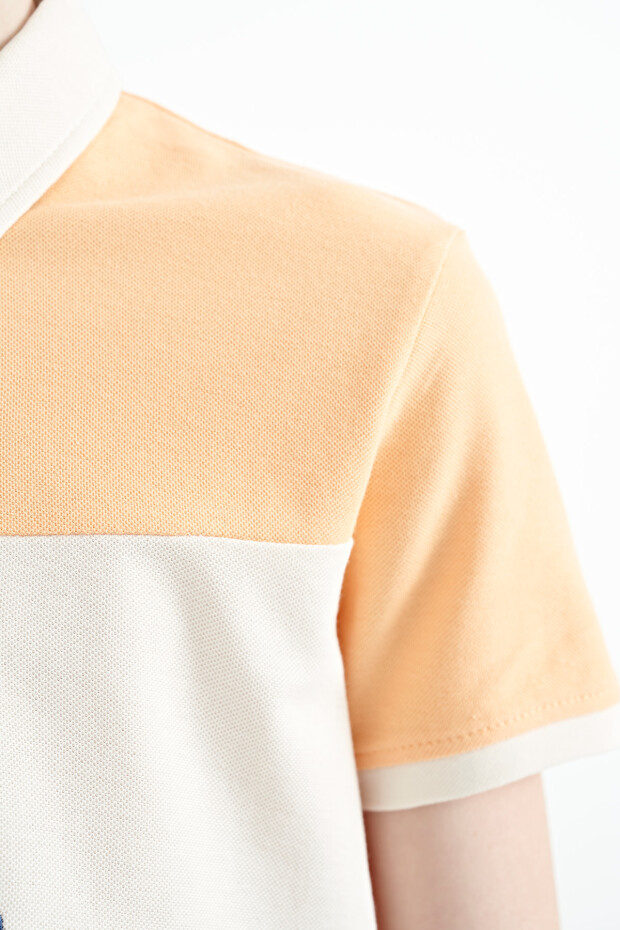 Kavun Içi Renk Geçişli Nakış Detaylı Standart Kalıp Polo Yaka Erkek Çocuk T-Shirt - 11110