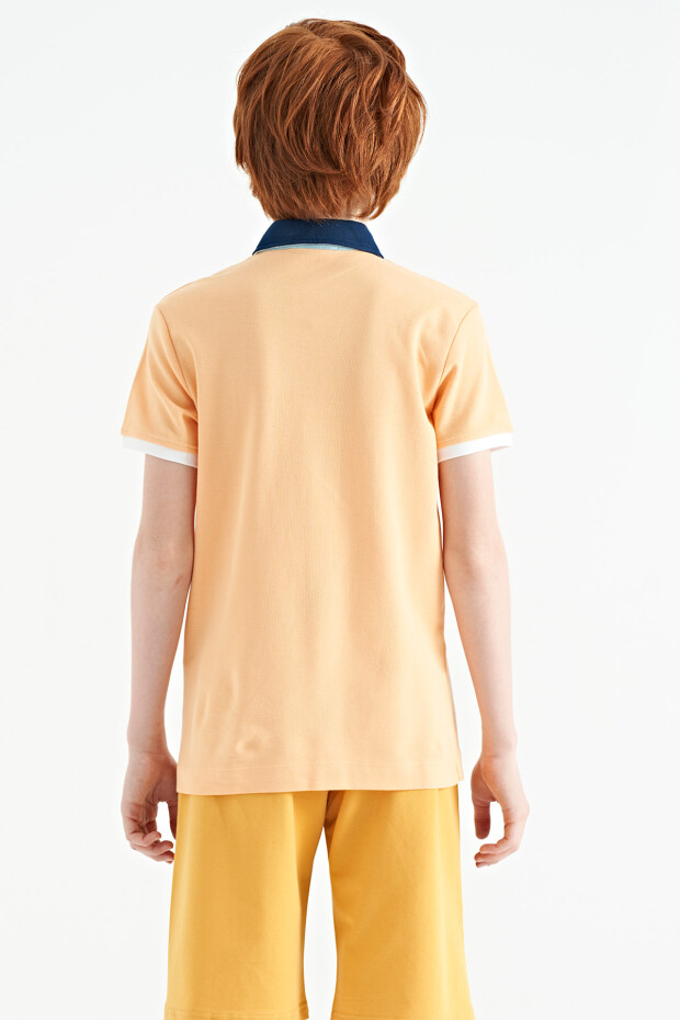 Kavun Içi Yazı Nakış Detaylı Standart Kalıp Polo Yaka Erkek Çocuk T-Shirt - 11085