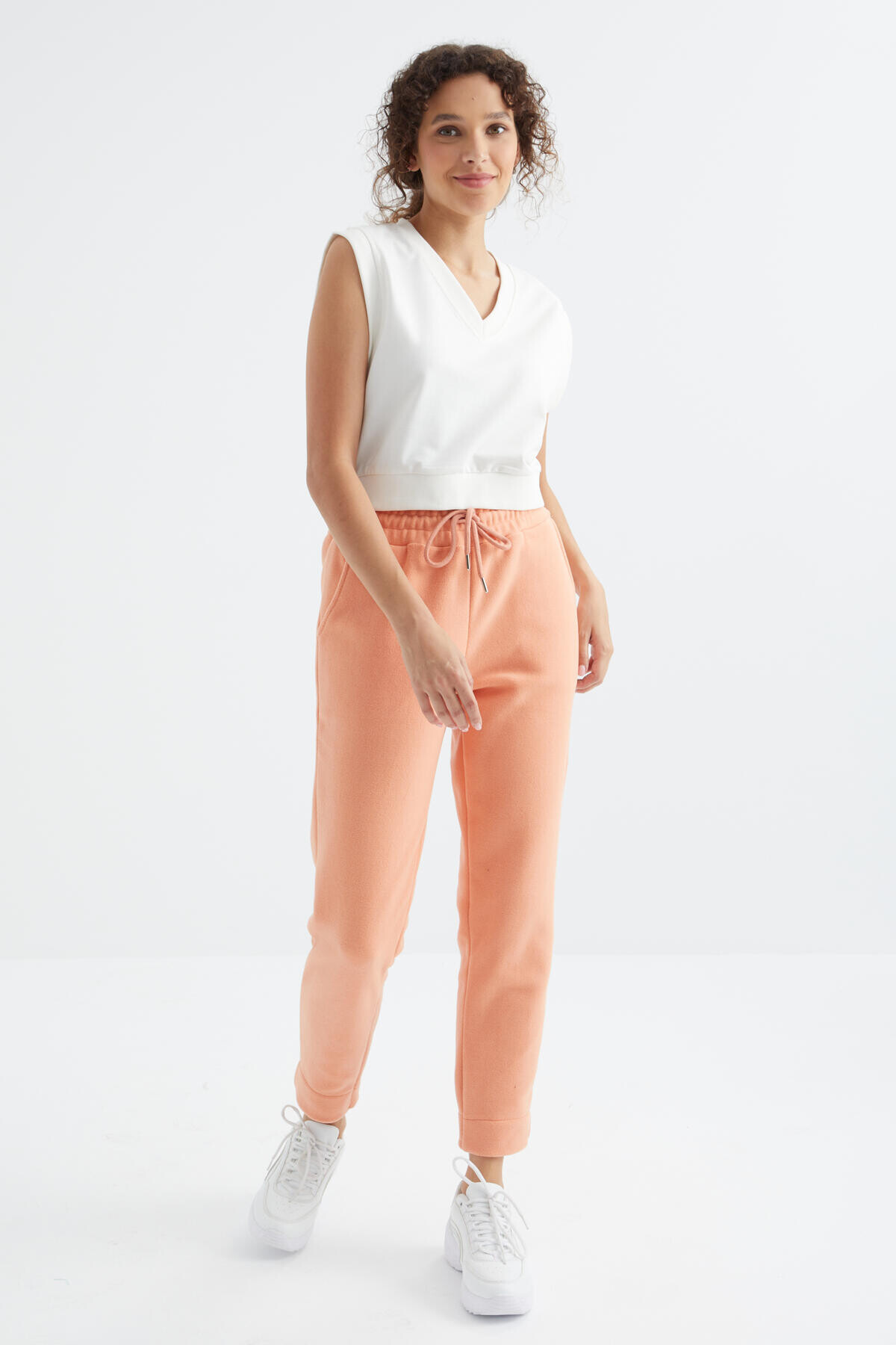 Kavun Içi Yüksek Bel Rahat Form Geniş Paça Cepli Kadın Polar Eşofman Alt - 94623 - TOMMYLIFE