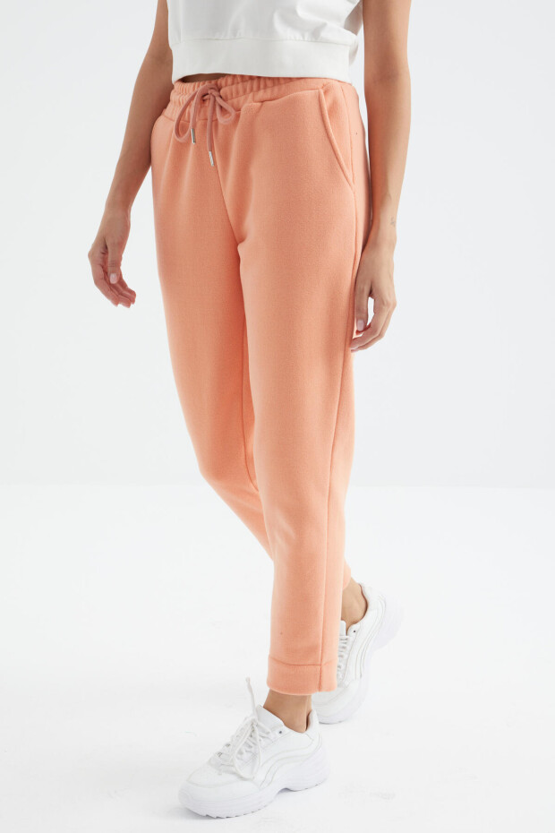 Kavun Içi Yüksek Bel Rahat Form Geniş Paça Cepli Kadın Polar Eşofman Alt - 94623 - 2