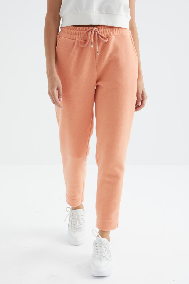 Kavun Içi Yüksek Bel Rahat Form Geniş Paça Cepli Kadın Polar Eşofman Alt - 94623 - 4