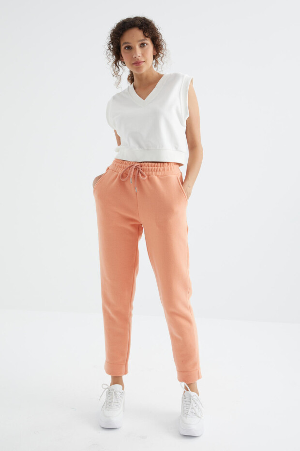 Kavun Içi Yüksek Bel Rahat Form Geniş Paça Cepli Kadın Polar Eşofman Alt - 94623 - 5