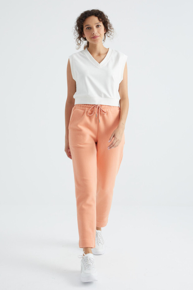 Kavun Içi Yüksek Bel Rahat Form Geniş Paça Cepli Kadın Polar Eşofman Alt - 94623 - 6