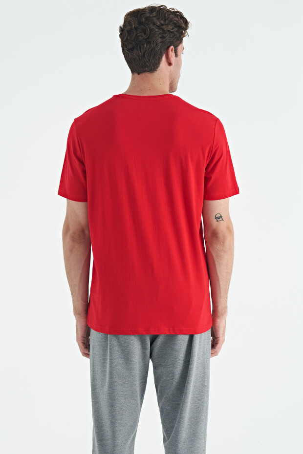 Kırmızı Erkek Basic Kısa Kol Standart Kalıp O Yaka T-shirt - 87911