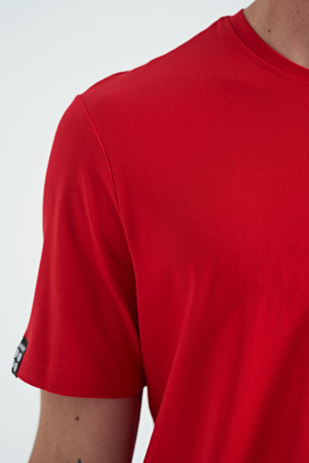 Kırmızı Erkek Basic Kısa Kol Standart Kalıp O Yaka T-shirt - 87911