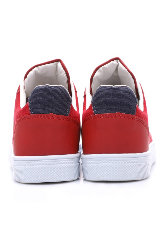 Kırmızı Bağcıklı Suni Deri Detaylı Erkek Spor Ayakkabı - 89065