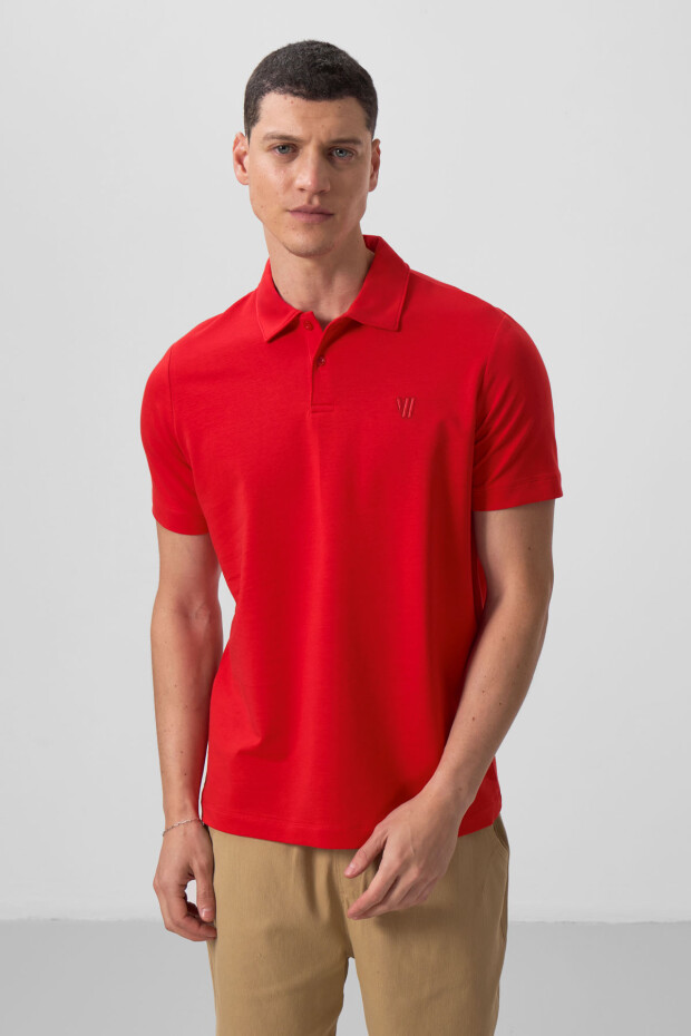 Kırmızı Standart Kalıp Basic Polo Yaka Erkek T-Shirt - 87768 - 5