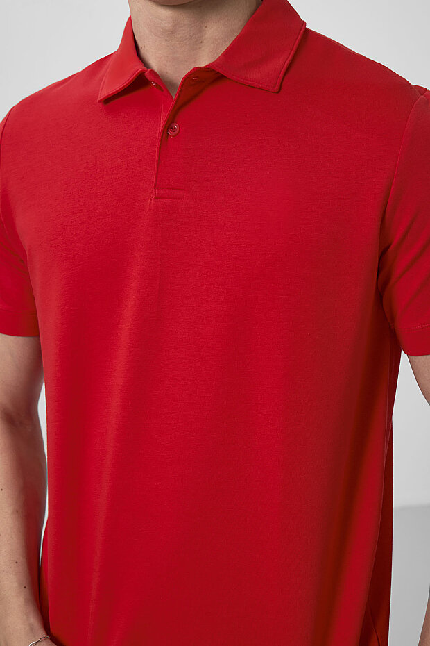 Kırmızı Standart Kalıp Basic Polo Yaka Erkek T-Shirt - 87768 - 4