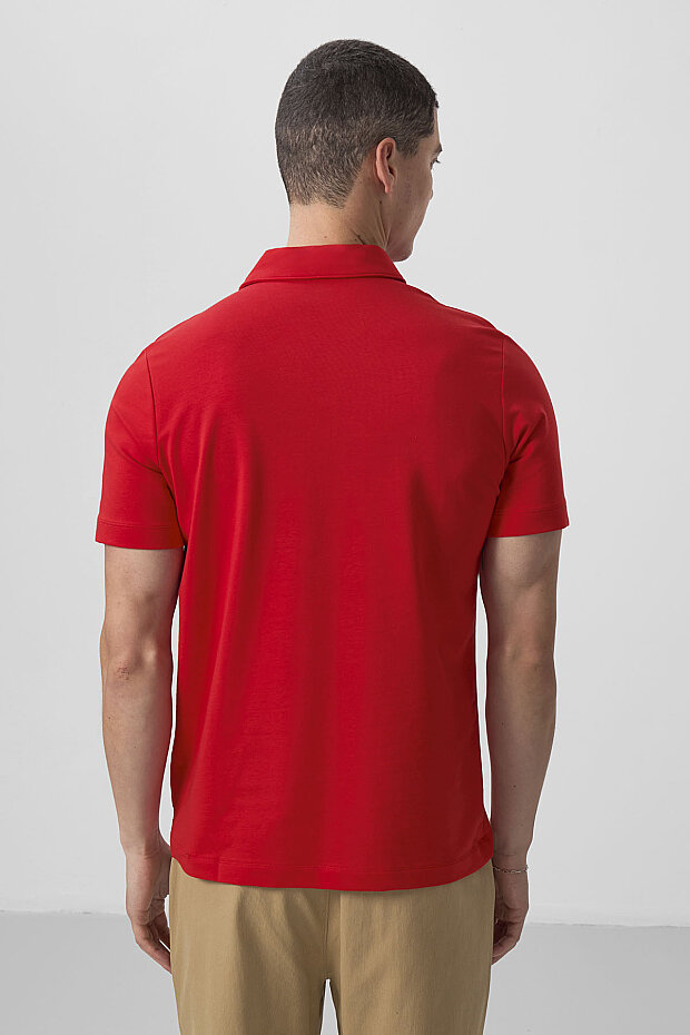 Kırmızı Standart Kalıp Basic Polo Yaka Erkek T-Shirt - 87768 - 6