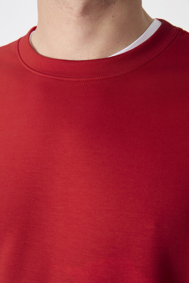 Kırmızı Basic O Yaka Rahat Form Erkek Sweatshirt - 88053 - 3