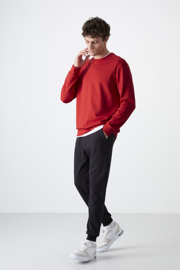 Kırmızı Basic O Yaka Rahat Form Erkek Sweatshirt - 88053 - 2