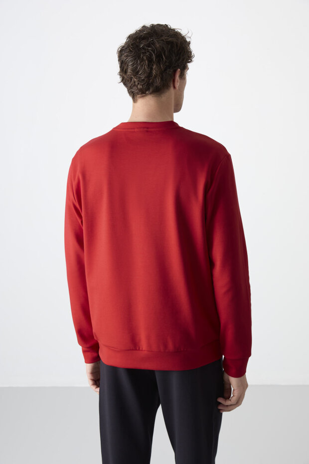 Kırmızı Basic O Yaka Rahat Form Erkek Sweatshirt - 88053 - 5