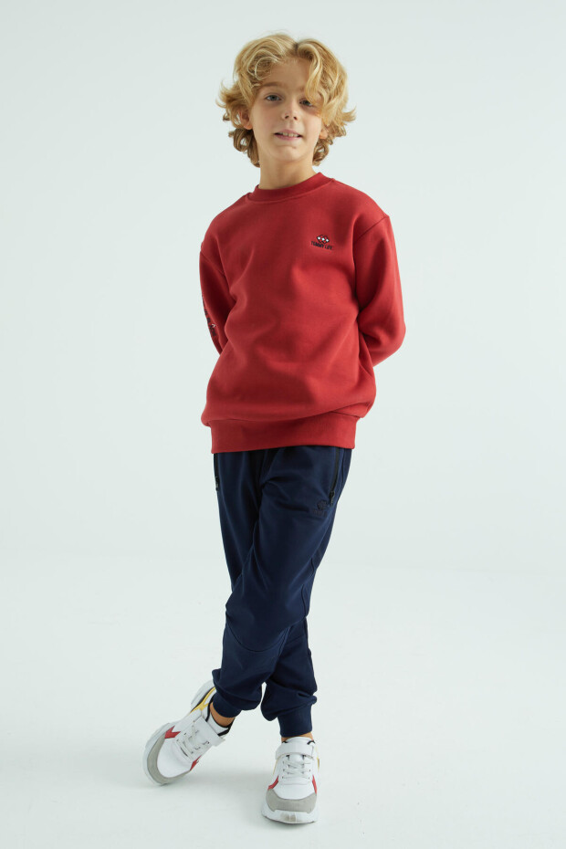 Kırmızı Basic O Yaka Standart Kalıp Erkek Çocuk Sweatshirt - 10990