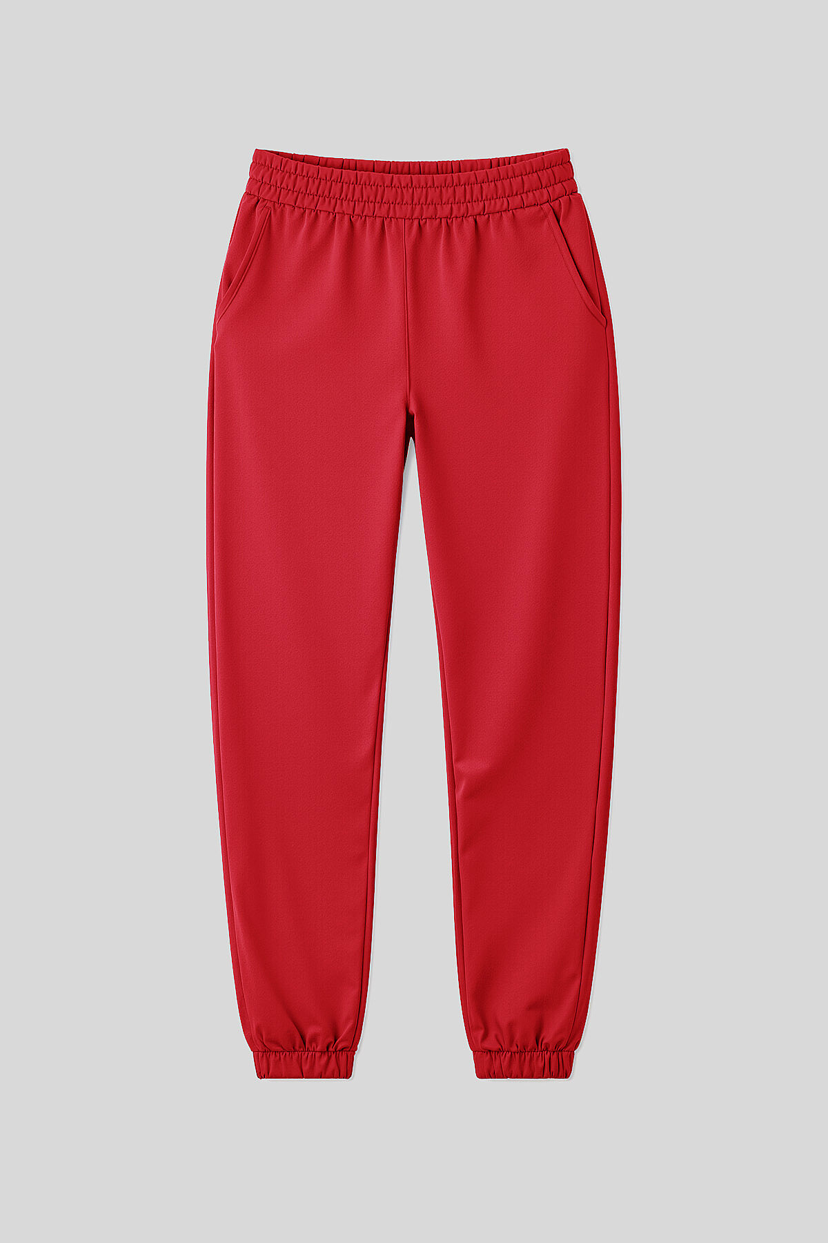 Kırmızı Cepli Yüksek Bel Rahat Form Lastik Paça Kadın Eşofman Alt - 94583 - TOMMYLIFE