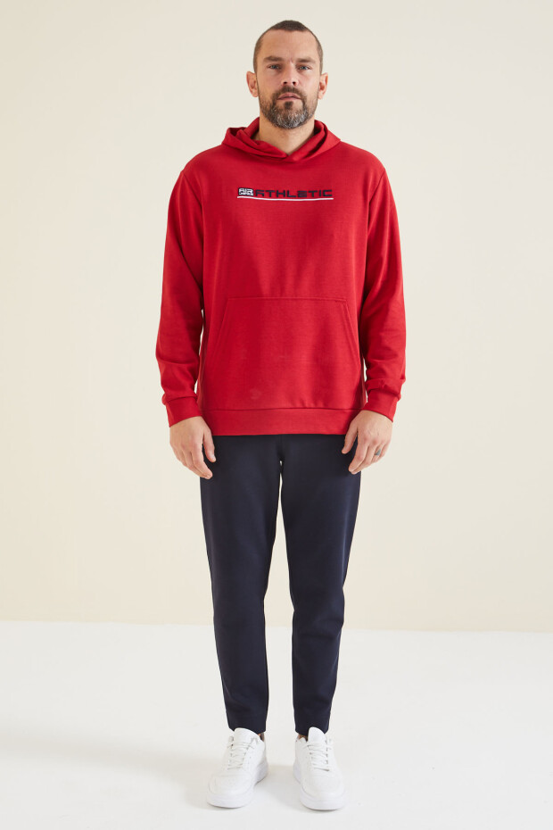 Pierce Kırmızı Kapüşonlu Erkek Sweatshirt - 88132
