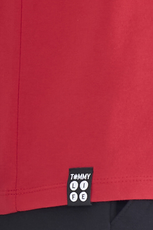 Kırmızı Yazı Baskılı O Yaka Standart Kalıp Erkek T-shirt - 88169