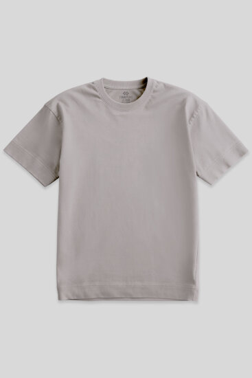 Koyu Bej Basic Kısa Kol O Yaka Büyük Beden Erkek T-Shirt - 88072 