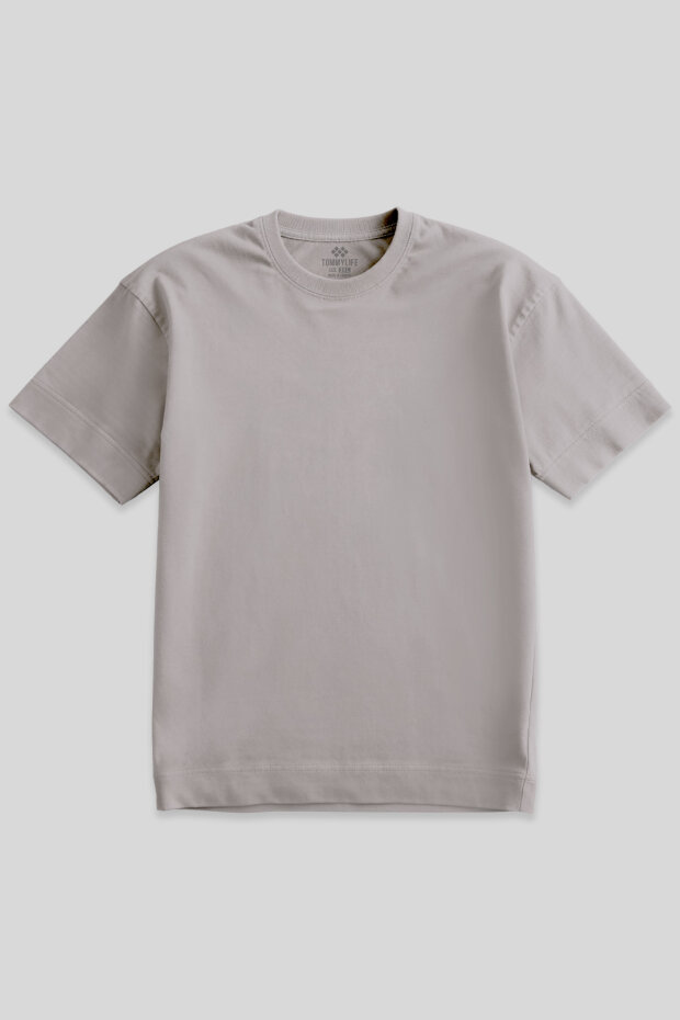 Koyu Bej Basic Kısa Kol O Yaka Büyük Beden Erkek T-Shirt - 88072 - 1