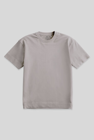 Koyu Bej Basic Kısa Kol O Yaka Büyük Beden Erkek T-Shirt - 88072 - TOMMYLIFE (1)