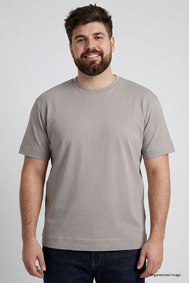 Koyu Bej Basic Kısa Kol O Yaka Büyük Beden Erkek T-Shirt - 88072 - 3