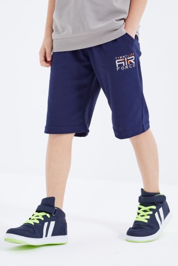 Koyu Bej - İndigo Yazı Nakışlı Oversize Erkek Çocuk Şort Takım - 10897 - TOMMYLIFE (1)