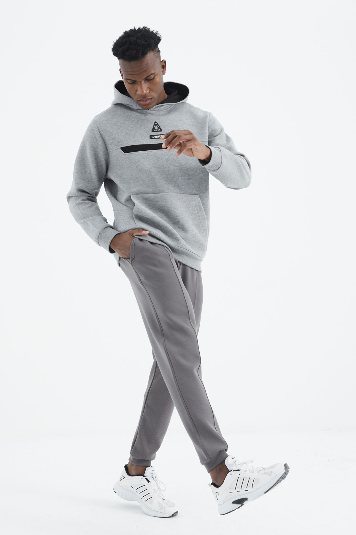 Koyu Gri Bağcıklı Ön Dikiş Detaylı Standart Kalıp Erkek Eşofman Alt - 84994 - TOMMYLIFE