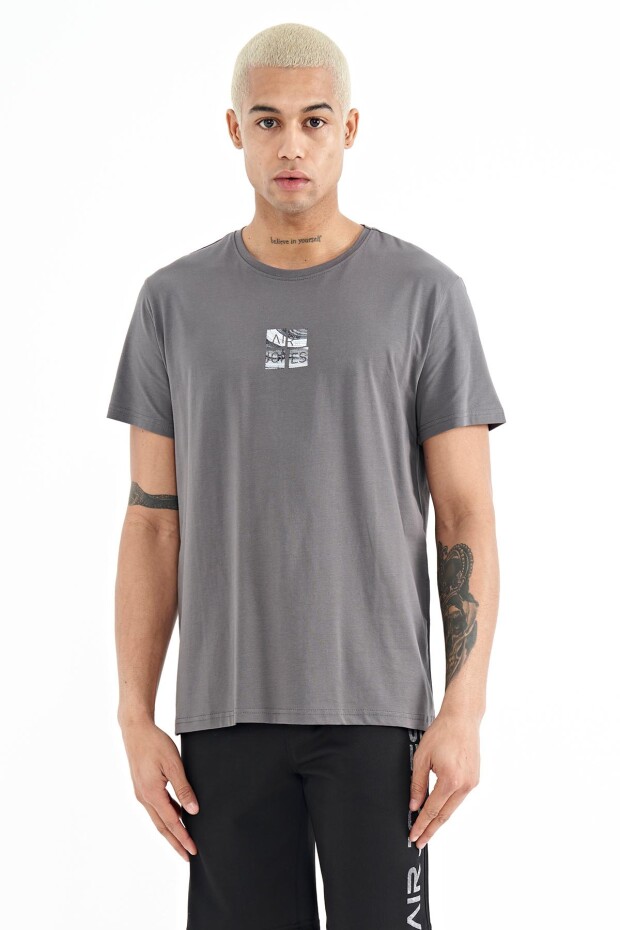 Miles Koyu Gri Baskılı Erkek T-Shirt - 88222