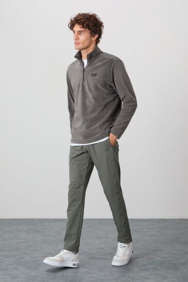 River Koyu Gri Dik Yaka Erkek Polar Sweatshirt - 88310 - Air Jones (1)