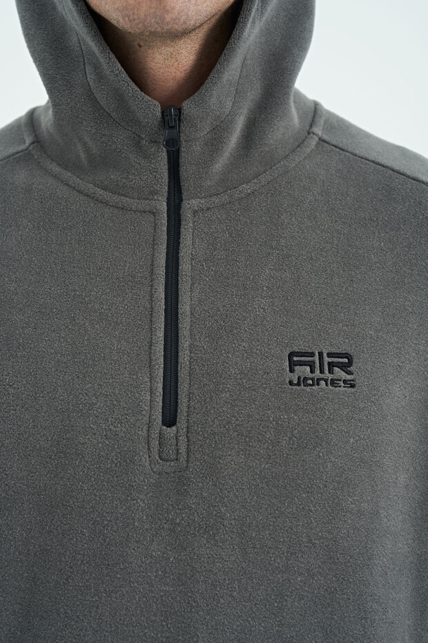 Hektor Koyu Gri Kapüşonlu Polar Erkek Eşofman Takım - 85227 - 3