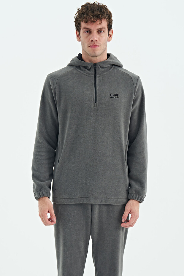 Hektor Koyu Gri Kapüşonlu Polar Erkek Eşofman Takım - 85227 - 5