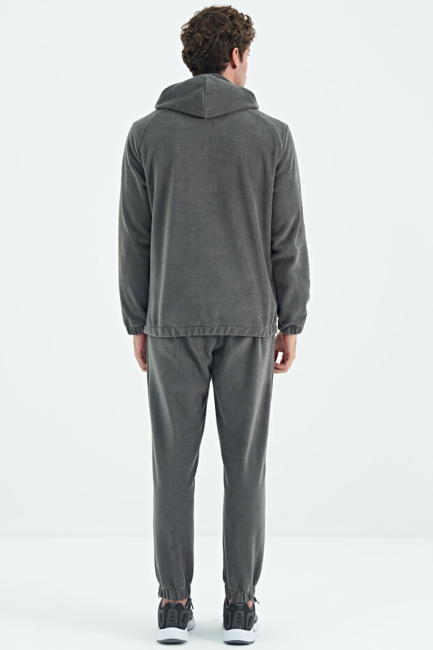 Hektor Koyu Gri Kapüşonlu Polar Erkek Eşofman Takım - 85227 - 10