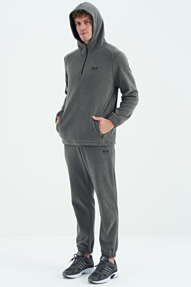 Hektor Koyu Gri Kapüşonlu Polar Erkek Eşofman Takım - 85227 - 9