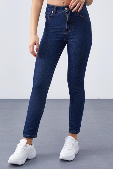 Koyu Mavi Yüksek Bel Dar Kalıp Kadın Pantolon - 94612 - TOMMYLIFE (1)