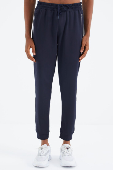 Lacivert Bağcıklı Cep Detaylı Rahat Kalıp Erkek Eşofman Alt - 84993 - TOMMYLIFE (1)