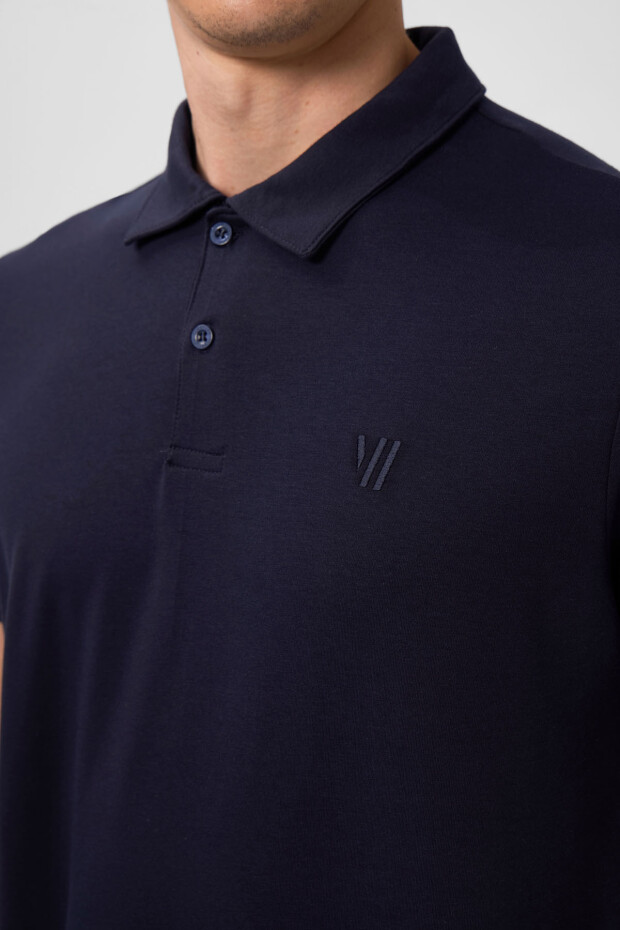 Lacivert Standart Kalıp Basic Polo Yaka Erkek T-Shirt - 87768 - 4