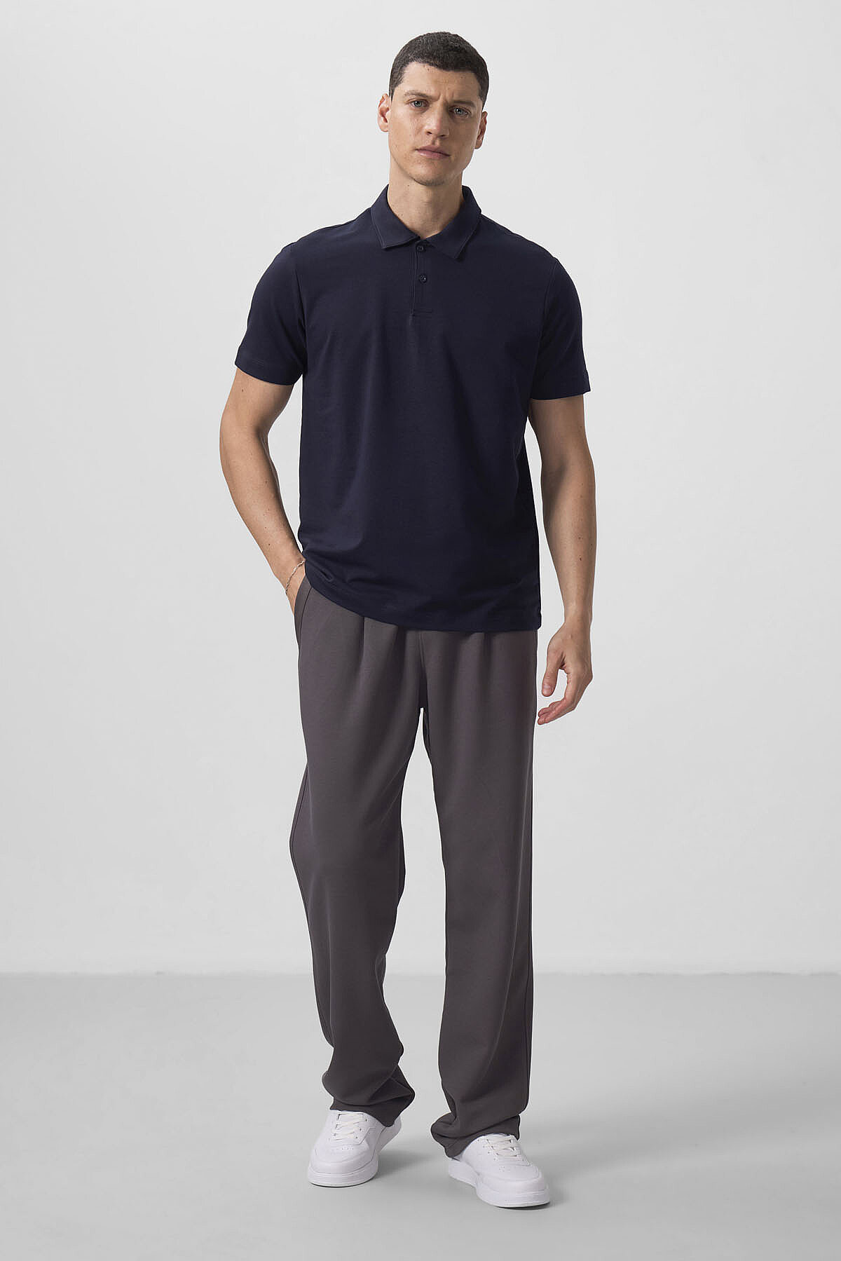 Lacivert Standart Kalıp Basic Polo Yaka Erkek T-Shirt - 87768 - TOMMYLIFE (1)