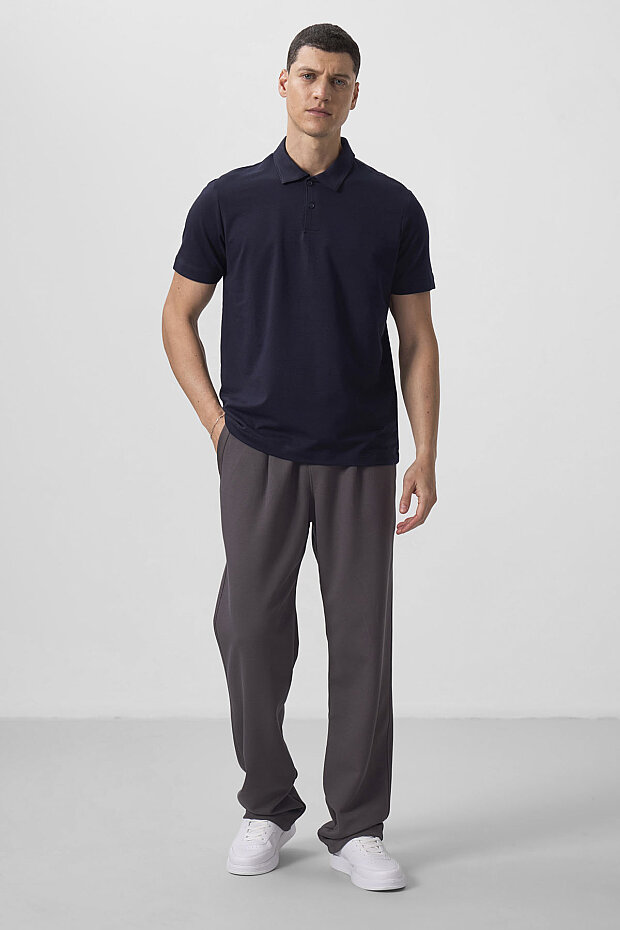 Lacivert Standart Kalıp Basic Polo Yaka Erkek T-Shirt - 87768 - 2