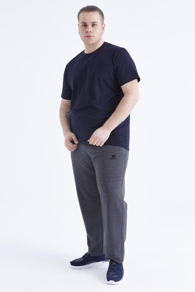 Lacivert Basic Kısa Kol O Yaka Büyük Beden Erkek T-Shirt - 88072 - 4