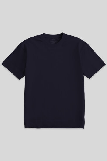 Lacivert Basic Kısa Kol O Yaka Büyük Beden Erkek T-Shirt - 88072 